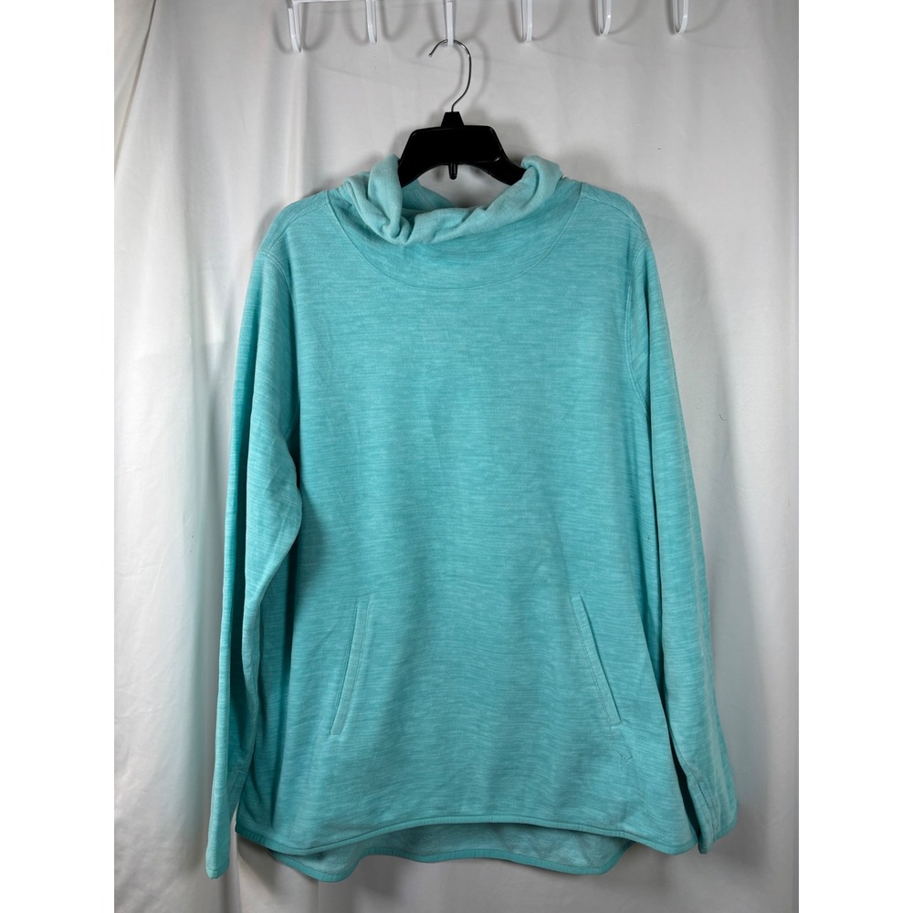 Old Navy Active Womens XXL Aqua Teal Space Dye Cowl Neck Hoodie with Thumbholes